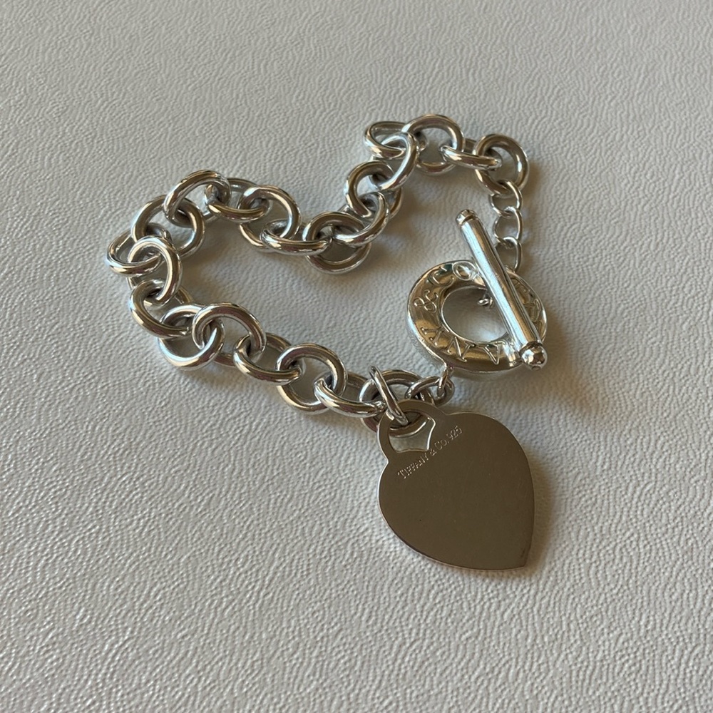 Tiffany T Bar Chunky Heart Tag Bracelet